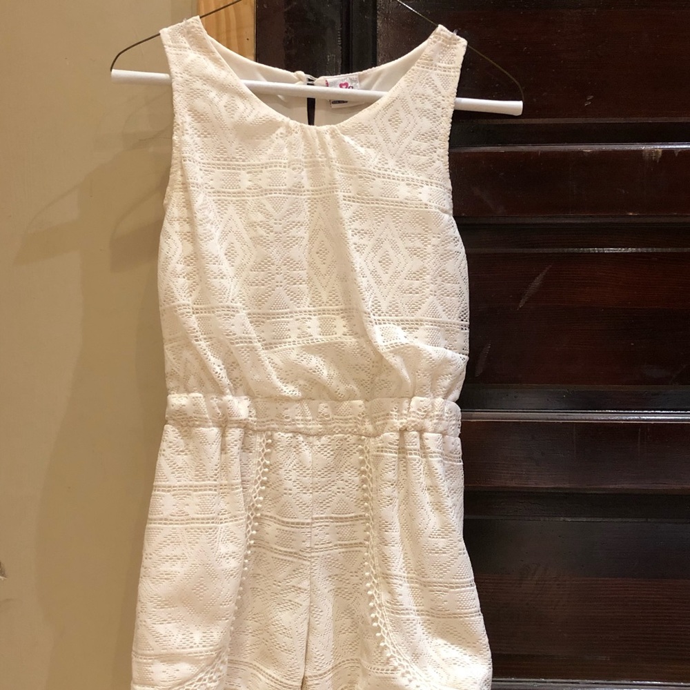 Girls White Aztec Romper